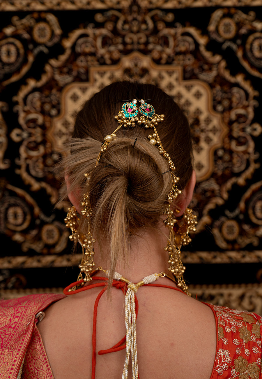 Gul Kashmiri jadau Earing with chain